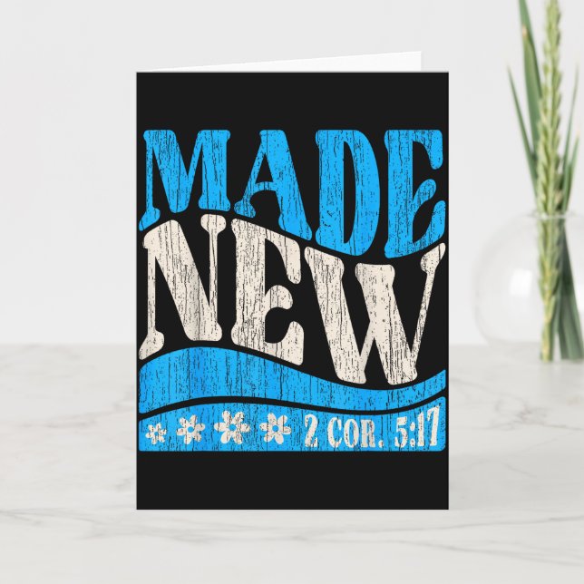 Carte Nouveau baptême chrétien 2 Cor 5_17 Garçon baptisé (Devant)