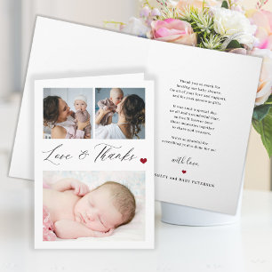 Carte Nouveau bébé 3 collage photo élégant merci