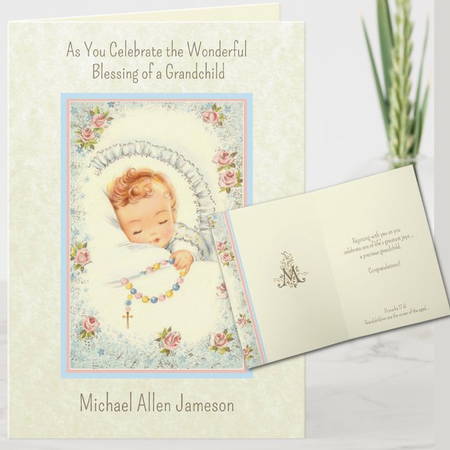 Carte Nouveau bébé catholique grand-parents (Every Grandparent will love receiving this personalized card! )