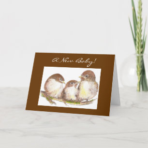 Carte Nouveau bébé, congratulations, Cute Birds