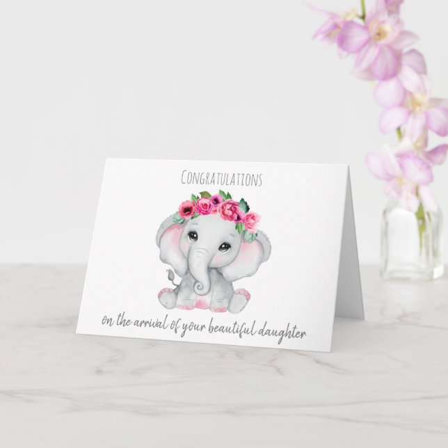 Carte Nouveau bébé Ellie en rose (Orchidée)