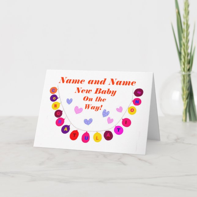 Carte Nouveau bébé en route, félicitations, Ajouter des  (Devant)