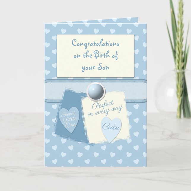 Carte Nouveau bébé félicitations bleu (Devant)