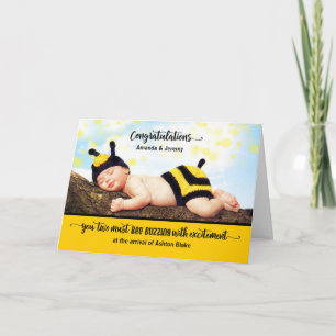 Carte Nouveau bébé Félicitations BUZZING avec excitation