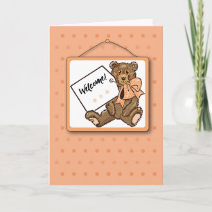 Carte Nouveau bébé Félicitations Teddy Bear Orange Brown