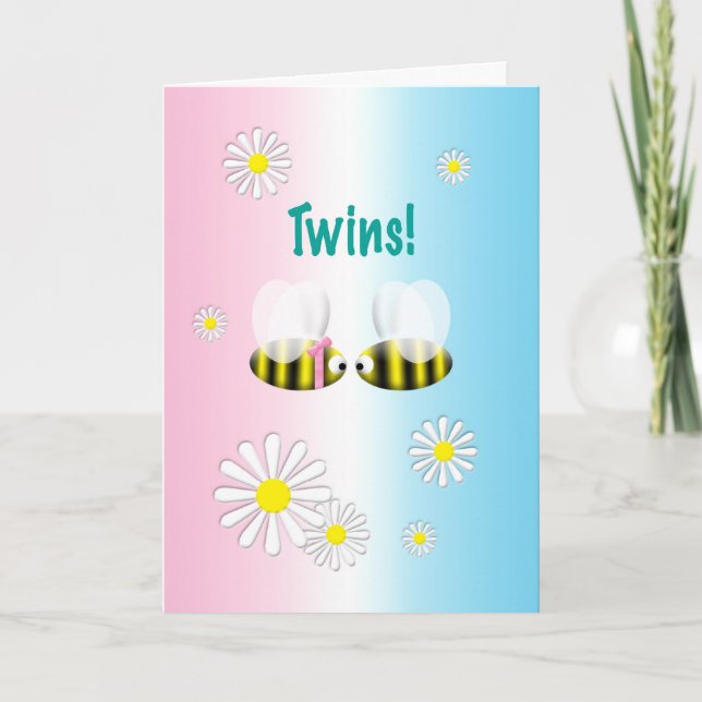 Carte Nouveau bébé Félicitations Twins Boy and Girl (Devant)