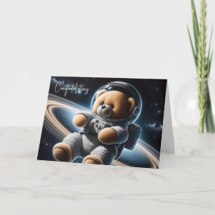 Carte Nouveau bébé garçon astronaute Teddy Bear