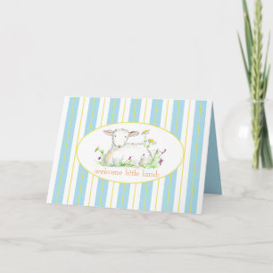 Carte Nouveau bébé garçon Félicitations Petit agneau