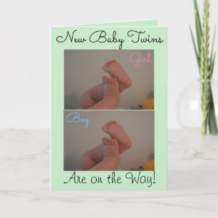 Carte Nouveau bébé garçon fille jumeaux en route PHOTO