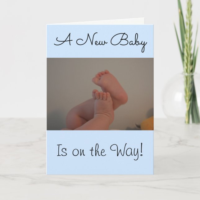 Carte Nouveau bébé garçon Mignons petits pieds de bébé H (Devant)