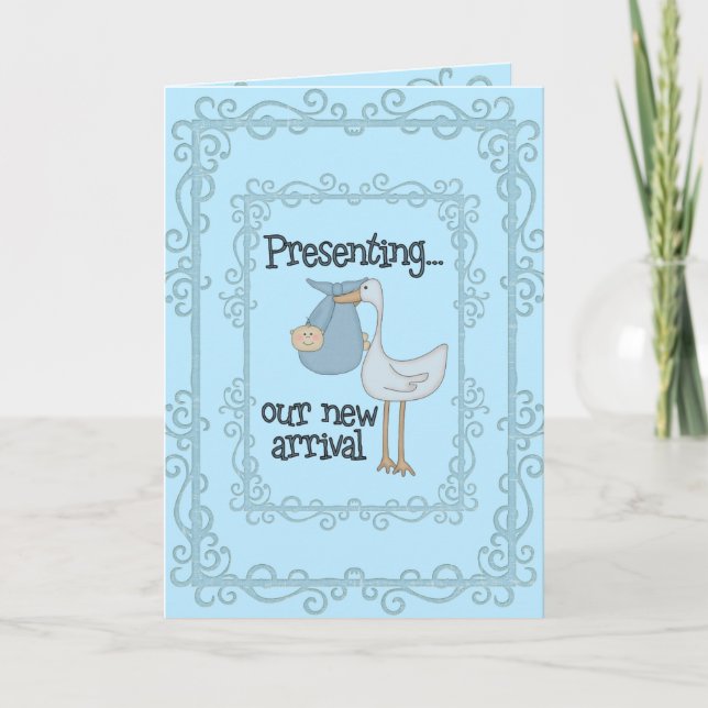 Carte Nouveau Bébé Garçon Notre Nouvelle Arrivée A (Devant)