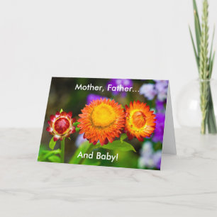 Carte Nouveau bébé : Mère, père, bébé