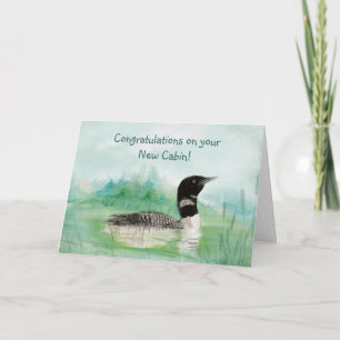 Carte Nouveau Cabine Félicitations Aquarelle Loon Bird N