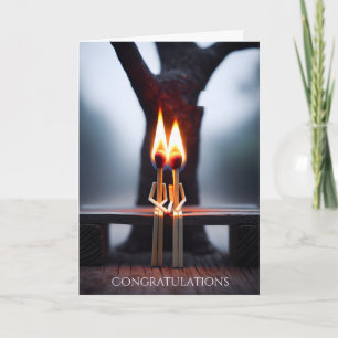 Carte Nouveau Couple Matchsticks Avec Flames