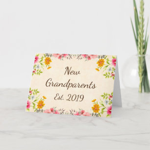 Carte Nouveau Grand-Parents Est. Art Vintage Floral 2019