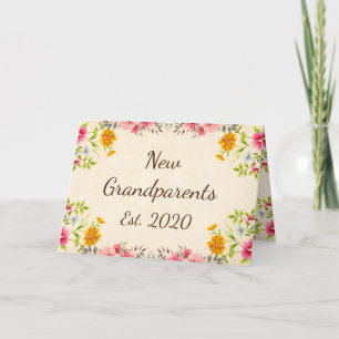 Carte Nouveau Grand-Parents Est. Art Vintage Floral 2020