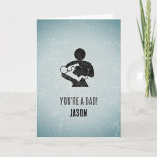 Carte Nouveau papa amusant - Papa nourrissant bébé au bi