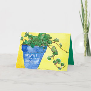Carte Nouveau Plante Félicitations Blue Clay Pot Sunligh