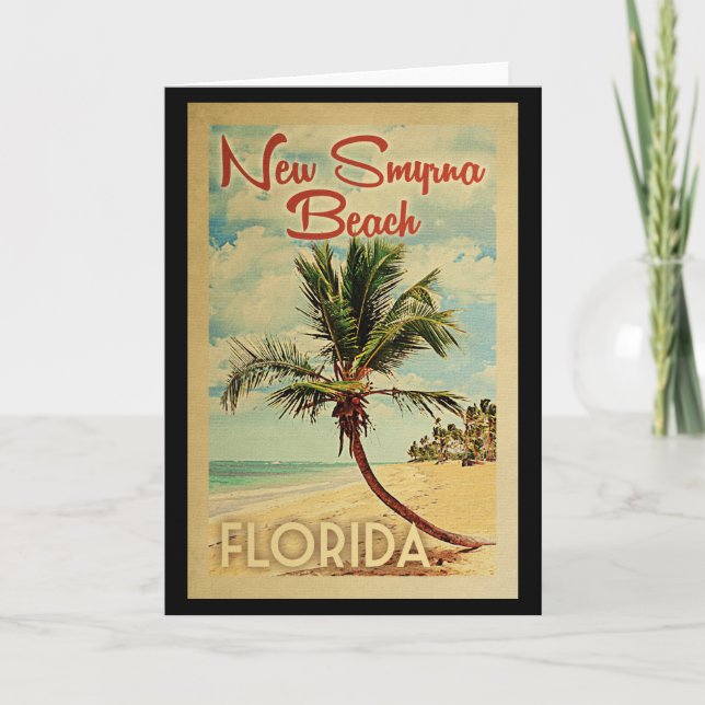 Carte Nouveau Smyrna Beach Palm Tree Vintage voyage (Devant)