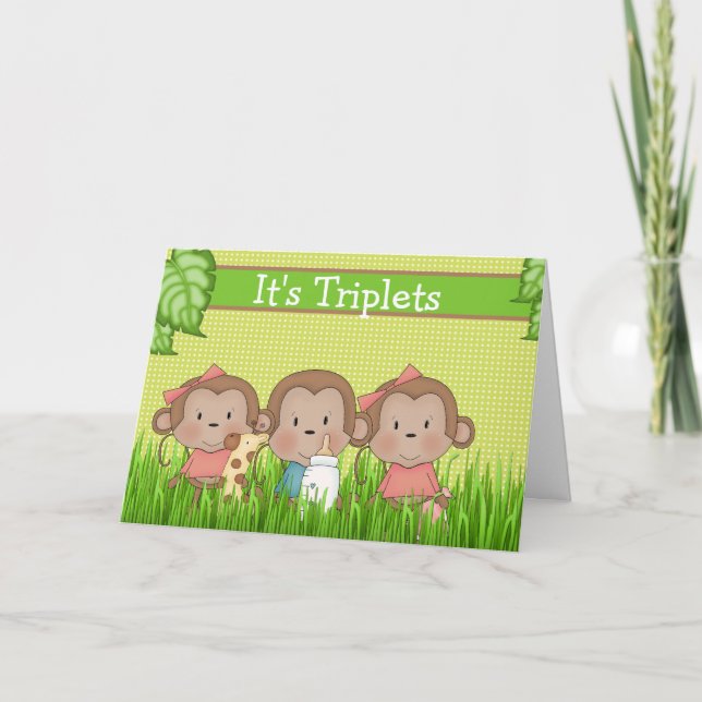 Carte Nouveau Triolet Bébé Deux Filles Un Garçon Mignonn (Devant)