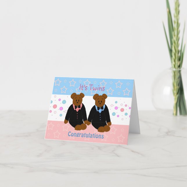 Carte Nouveaux bébés jumeaux (Devant)