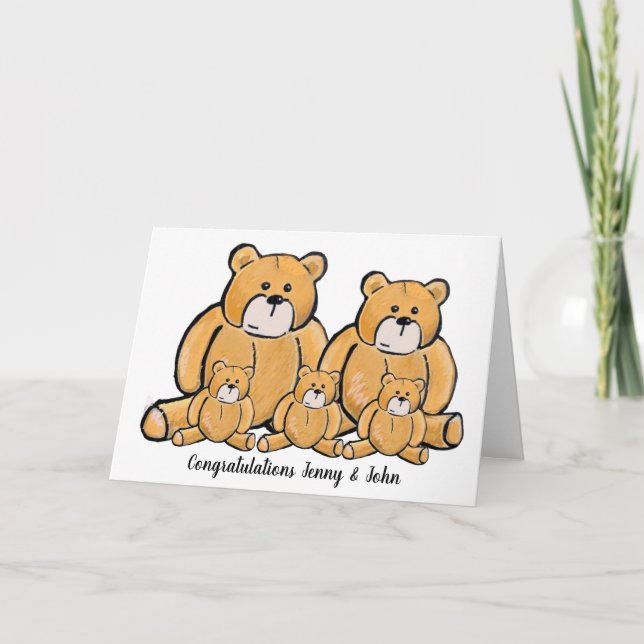 Carte Nouveaux triplés bébé ours (Devant)