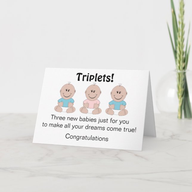 Carte Nouveaux Triplets nés Customisés (Devant)