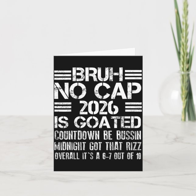 Carte Nouvel An 2026 Bruh No Cap Compte à Rebours Bussin (Devant)
