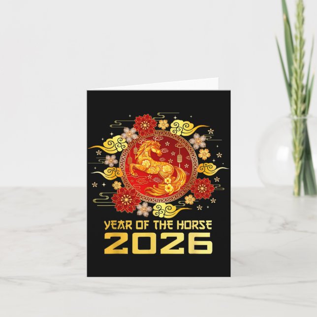 Carte Nouvel an chinois 2026 année du cheval  (Devant)
