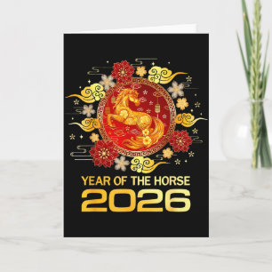 Carte Nouvel An chinois 2026 Année du Cheval Bonne Année
