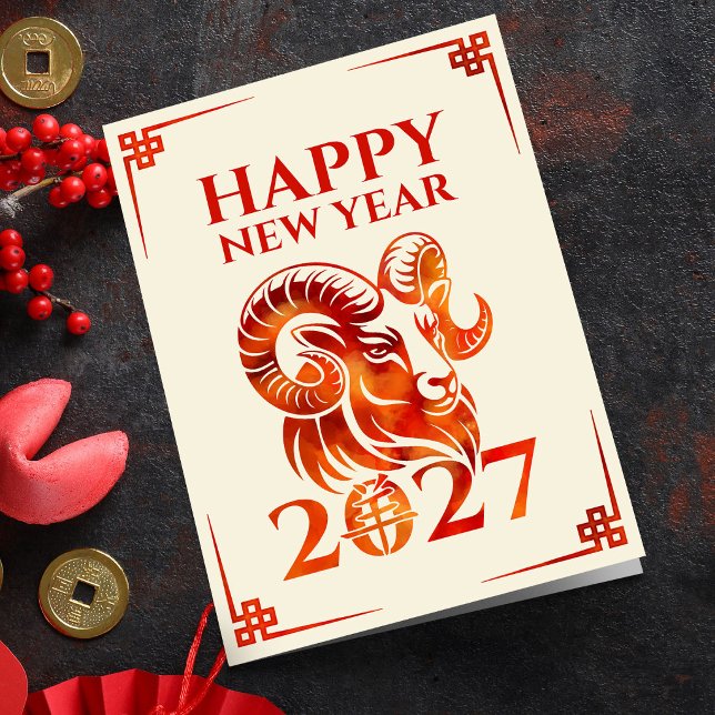 Carte Nouvel An chinois du Chèvre de Feu 2027 (Créateur téléchargé)