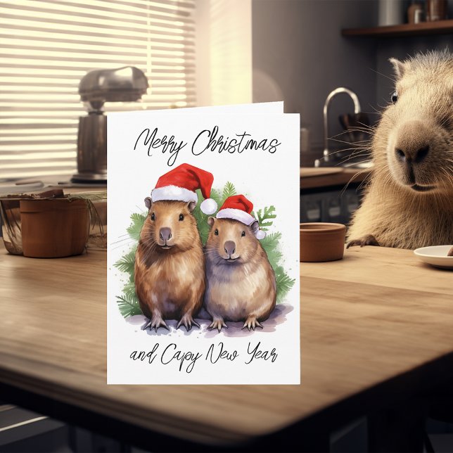 Carte Nouvel An de Noël Capybara (Créateur téléchargé)