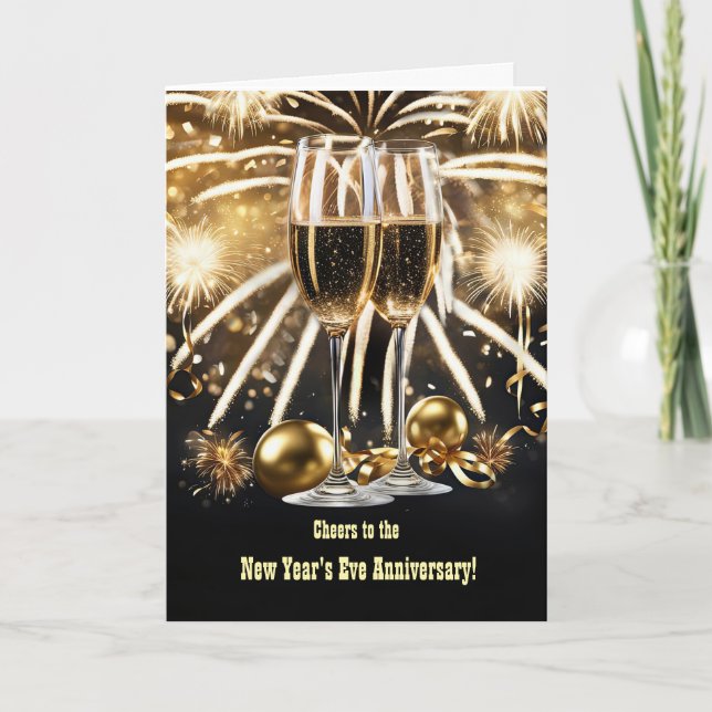 Carte Nouvel An Mariage Anniversaire avec Champagne (Devant)