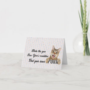 Carte Nouvel An Tabby Cat sur le Pois