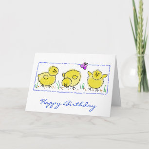 Carte Nouvel anniversaire des poussins d'eau