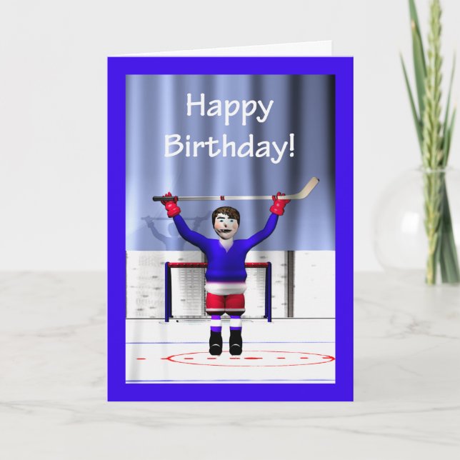 Carte Nouvel anniversaire du vainqueur de hockey (Devant)