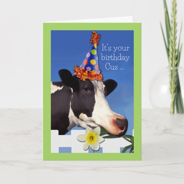 Carte Nouvel anniversaire mignon pour Cousin avec une va (Devant)
