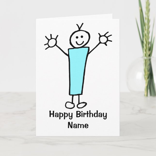 Carte Nouvel anniversaire mignonne Boy Blue (Devant)