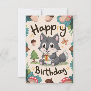 Carte Nouvel anniversaire numérique de loup simple