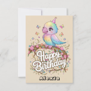 Carte Nouvel anniversaire numérique du perroquet de la f