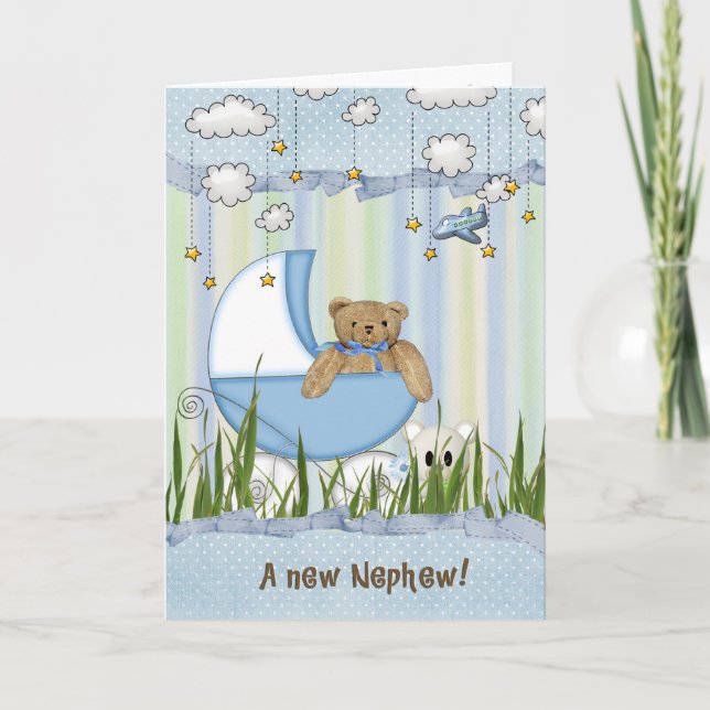 Carte Nouvel ours en peluche de Nephew en buggy (Devant)
