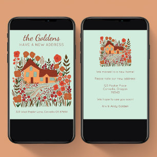 Carte Nouvelle adresse résidentielle Déménagement Fleurs