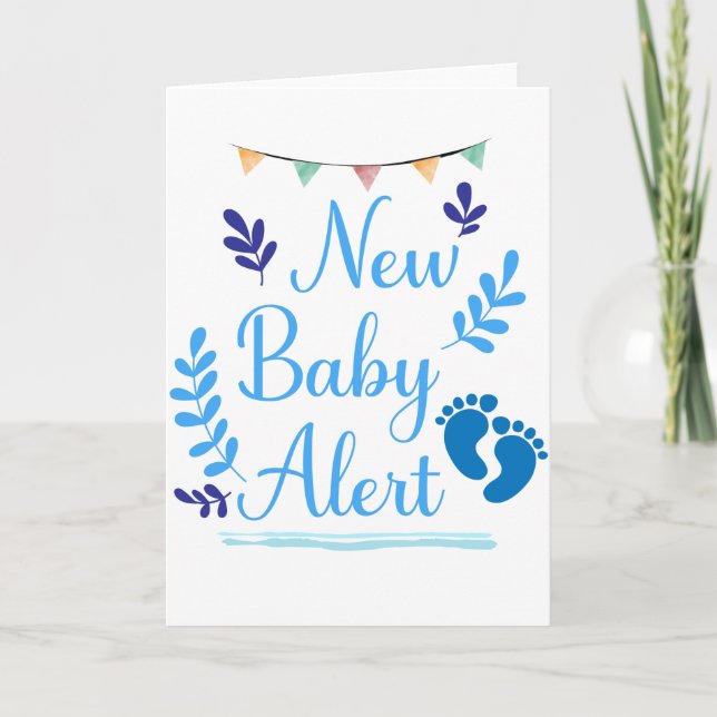 Carte Nouvelle alerte pour bébé, citation bleue pour béb (Devant)