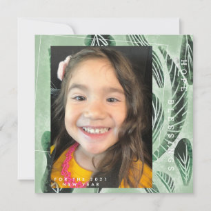 Carte Nouvelle année 2021 Plante botanique dessinée à la