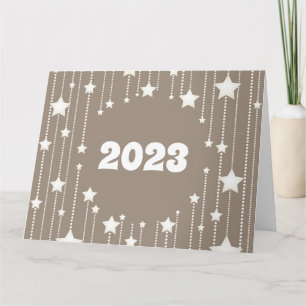 Carte Nouvelle Année 2023 couleur beige naturel étoiles