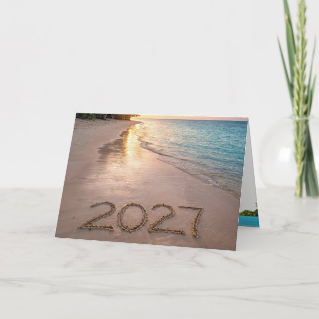Carte Nouvelle Année 2027 Plage Tropicale (Devant)