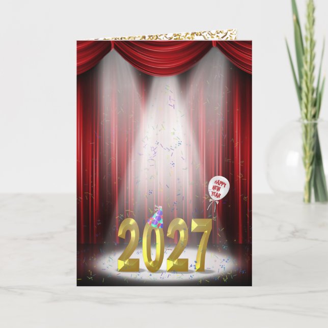 Carte Nouvelle Année 2027 sur scène en vedette (Devant)