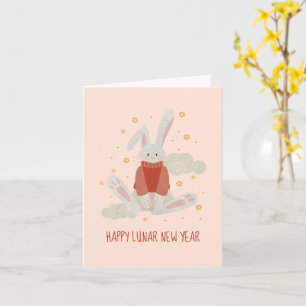 Carte Nouvelle année chinoise 2023 de lapin heureux pers