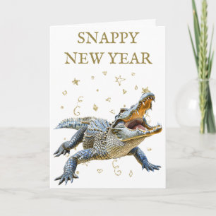 Carte Nouvelle année crocodile drôle Snappy 