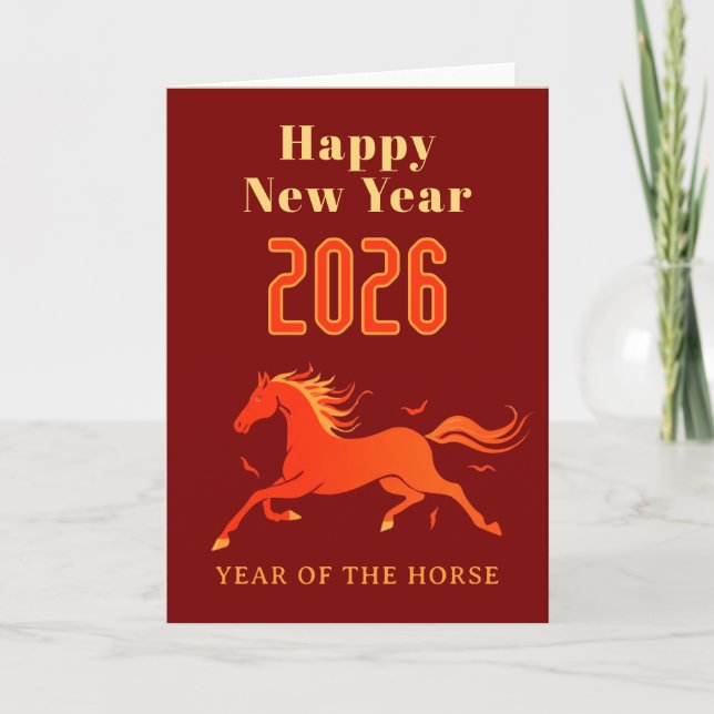 Carte Nouvelle année du cheval chinois moderne 2026  (Devant)
